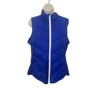 GAP Women's Size Large Gfit Panel Puffer Vest in Becca Blue READ FLAWED